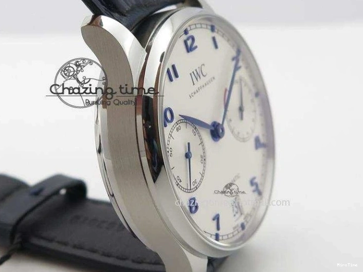 MIROTIME 0412 EasyCare Portuguese Real PR IW500705 ZF 1:1 Best Edition On Blue Leather Strap A52010 V 7310